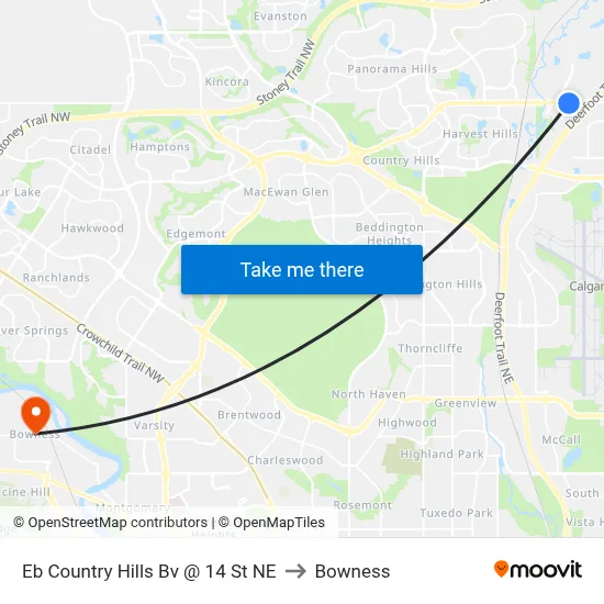 Eb Country Hills Bv @ 14 St NE to Bowness map