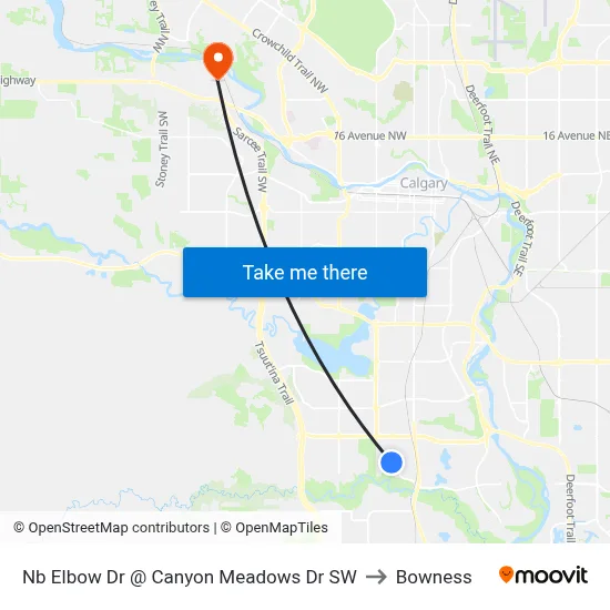 Nb Elbow Dr @ Canyon Meadows Dr SW to Bowness map