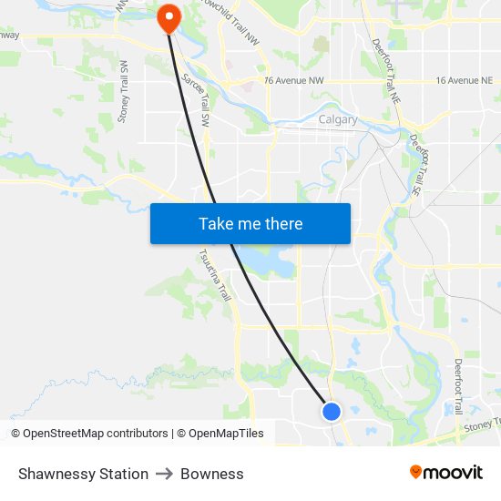 Shawnessy Station to Bowness map