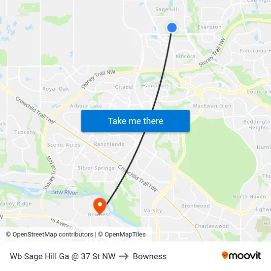 Wb Sage Hill Ga @ 37 St NW to Bowness map