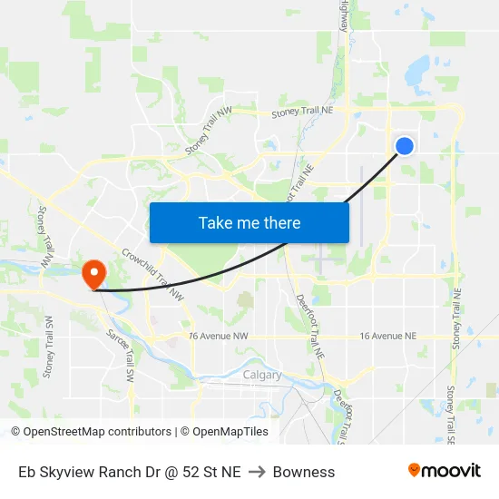 Eb Skyview Ranch Dr @ 52 St NE to Bowness map