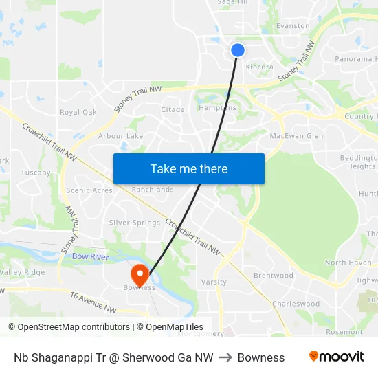 Nb Shaganappi Tr @ Sherwood Ga NW to Bowness map