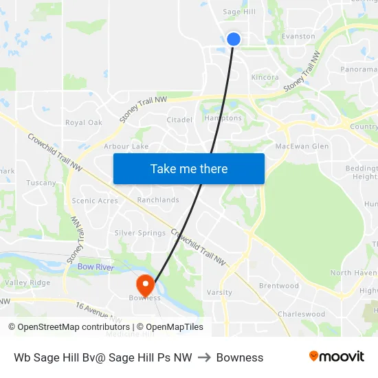 Wb Sage Hill Bv@ Sage Hill Ps NW to Bowness map