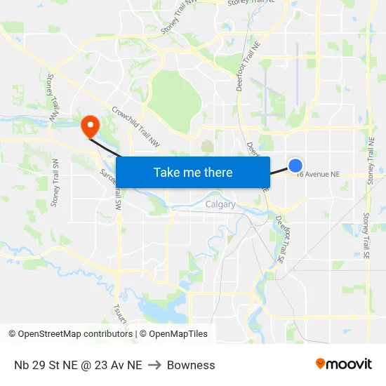 Nb 29 St NE @ 23 Av NE to Bowness map