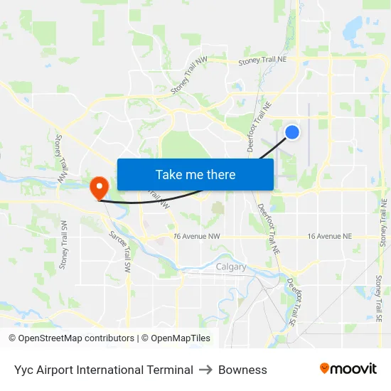 Yyc Airport International Terminal to Bowness map