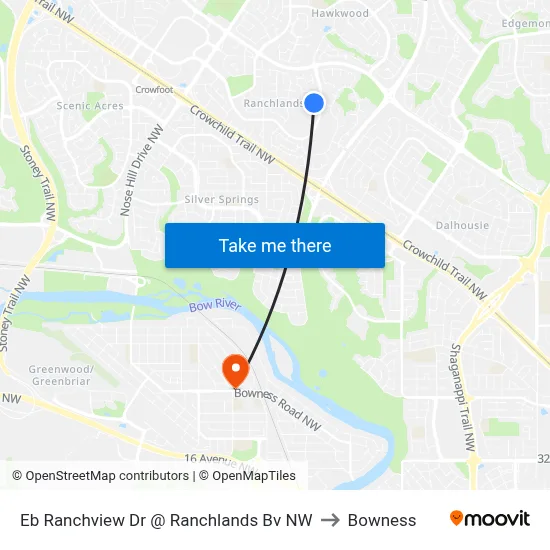Eb Ranchview Dr @ Ranchlands Bv NW to Bowness map