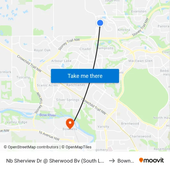 Nb Sherview Dr @ Sherwood Bv (South Leg) NW to Bowness map