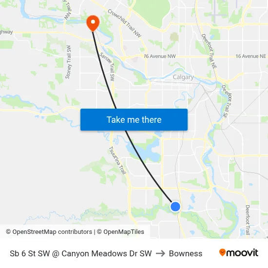 Sb 6 St SW @ Canyon Meadows Dr SW to Bowness map