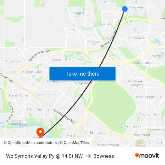 Wb Symons Valley Py @ 14 St NW to Bowness map