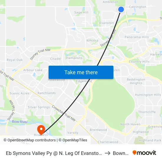 Eb Symons Valley Py @ N. Leg Of Evanston Wy NW to Bowness map
