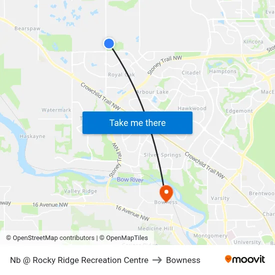 Nb @ Rocky Ridge Recreation Centre to Bowness map