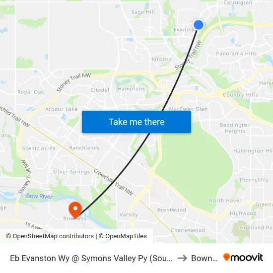 Eb Evanston Wy @ Symons Valley Py (South Leg)  NW to Bowness map