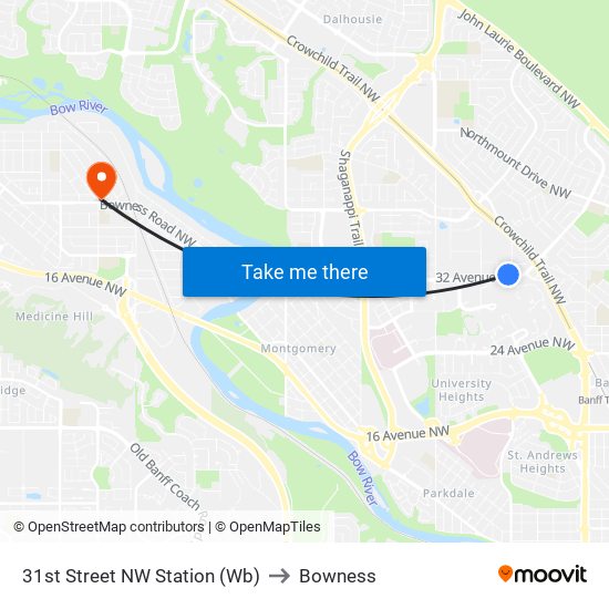 31st Street NW Station (Wb) to Bowness map