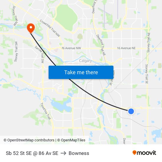 Sb 52 St SE @ 86 Av SE to Bowness map