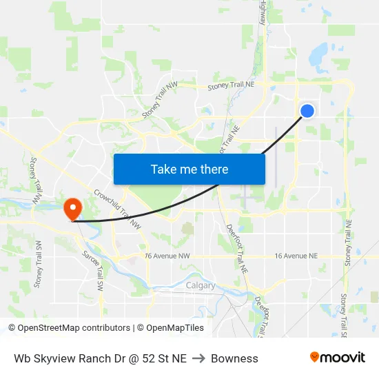 Wb Skyview Ranch Dr @ 52 St NE to Bowness map