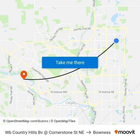 Wb Country Hills Bv @ Cornerstone St NE to Bowness map