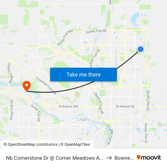 Nb Cornerstone Dr @ Corner Meadows Av NE to Bowness map
