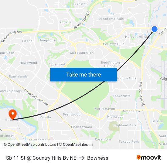 Sb 11 St @ Country Hills Bv NE to Bowness map