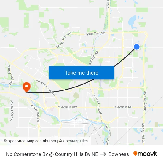 Nb Cornerstone Bv @ Country Hills Bv NE to Bowness map