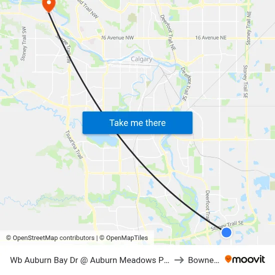 Wb Auburn Bay Dr @ Auburn Meadows Pl SE to Bowness map