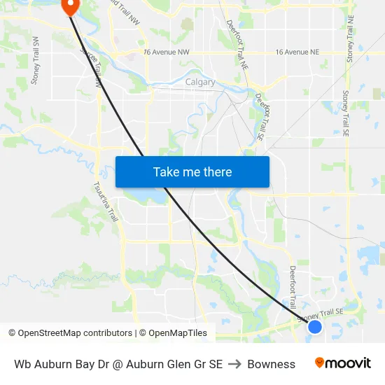 Wb Auburn Bay Dr @ Auburn Glen Gr SE to Bowness map