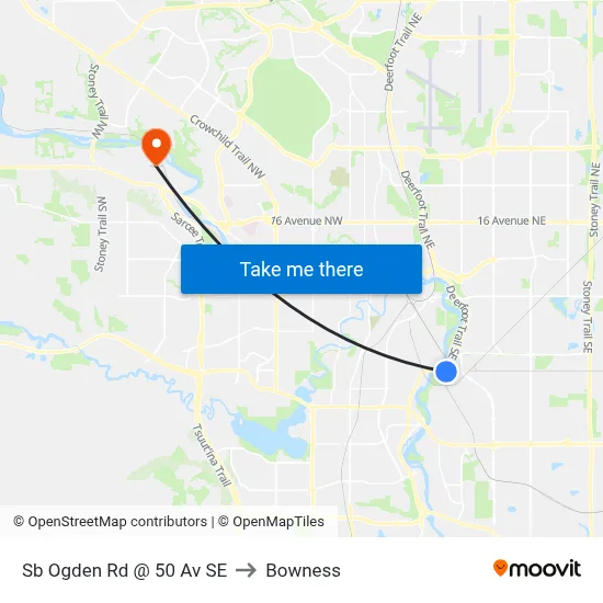 Sb Ogden Rd @ 50 Av SE to Bowness map