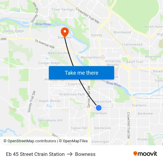 Eb 45 Street Ctrain Station to Bowness map