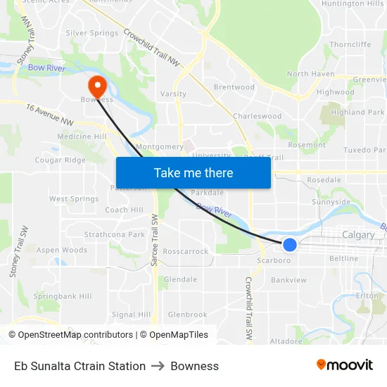 Eb Sunalta Ctrain Station to Bowness map