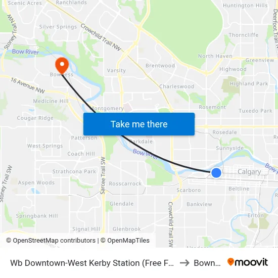 Wb Downtown-West Kerby Station (Free Fare Zone) to Bowness map