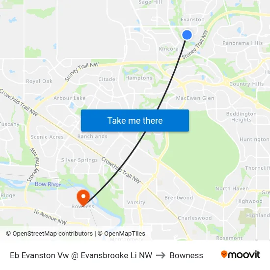 Eb Evanston Vw @ Evansbrooke Li NW to Bowness map