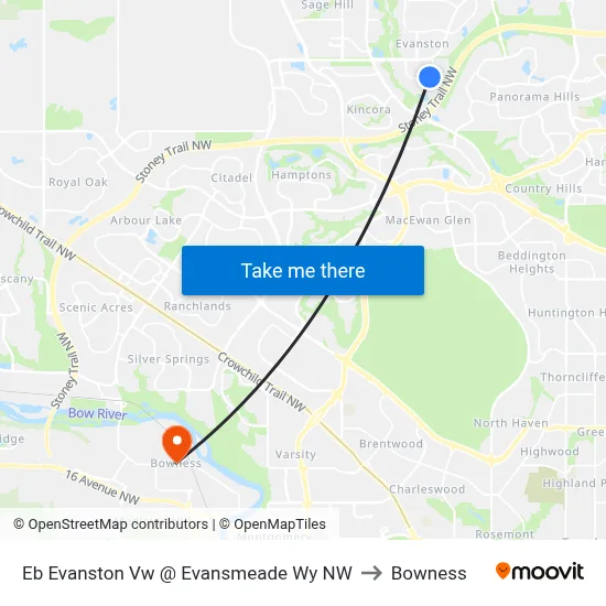 Eb Evanston Vw @ Evansmeade Wy NW to Bowness map