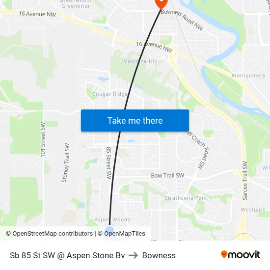 Sb 85 St SW @ Aspen Stone Bv to Bowness map