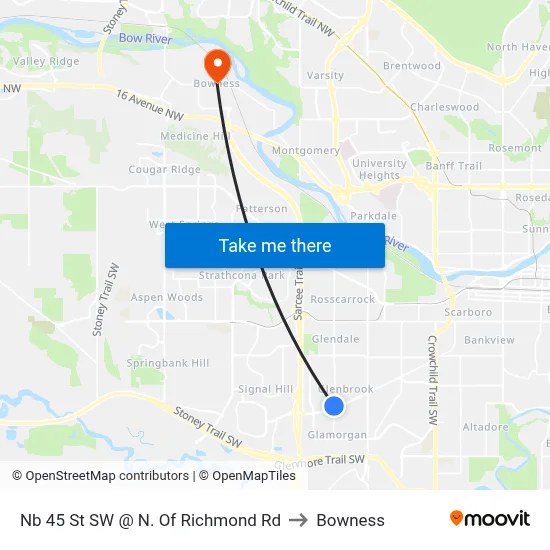 Nb 45 St SW @ N. Of Richmond Rd to Bowness map