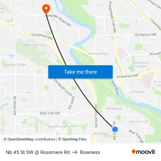 Nb 45 St SW @ Rossmere Rd to Bowness map
