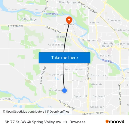Sb 77 St SW @ Spring Valley Vw to Bowness map