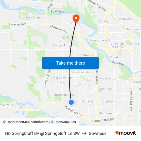 Nb Springbluff Bv @ Springbluff Ln SW to Bowness map