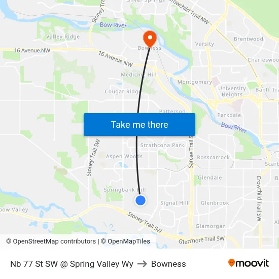 Nb 77 St SW @ Spring Valley Wy to Bowness map