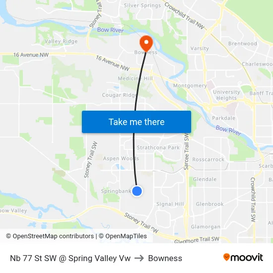 Nb 77 St SW @ Spring Valley Vw to Bowness map