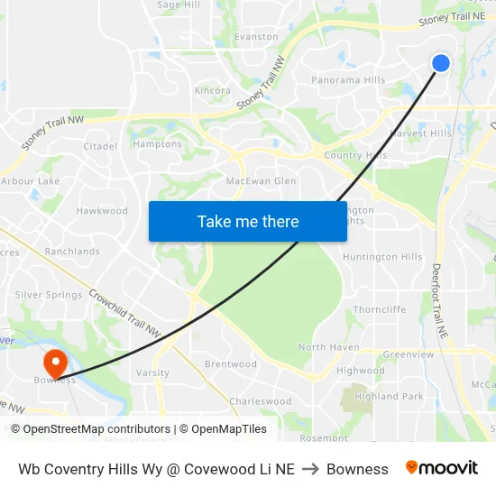 Wb Coventry Hills Wy @ Covewood Li NE to Bowness map