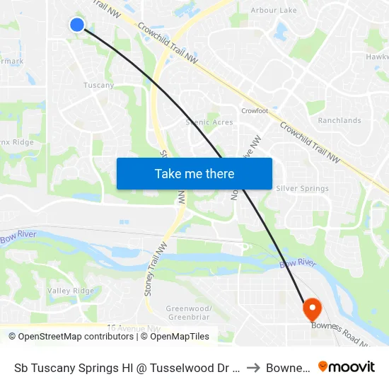 Sb Tuscany Springs Hl @ Tusselwood Dr NW to Bowness map