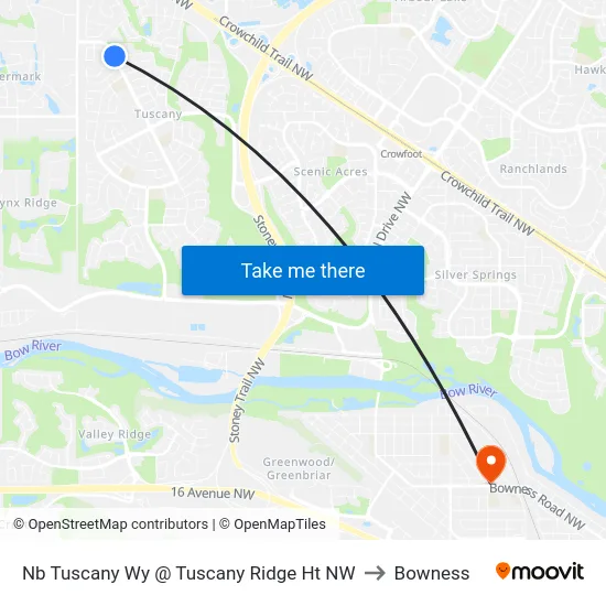Nb Tuscany Wy @ Tuscany Ridge Ht NW to Bowness map