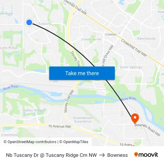 Nb Tuscany Dr @ Tuscany Ridge Cm NW to Bowness map