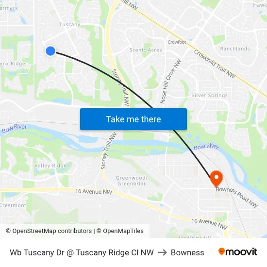 Wb Tuscany Dr @ Tuscany Ridge Cl NW to Bowness map