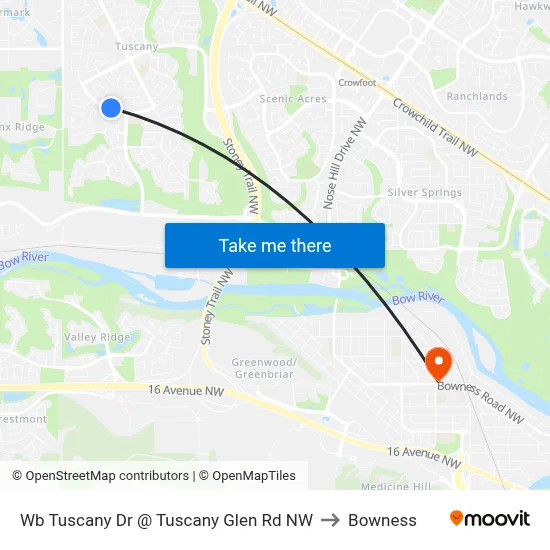 Wb Tuscany Dr @ Tuscany Glen Rd NW to Bowness map