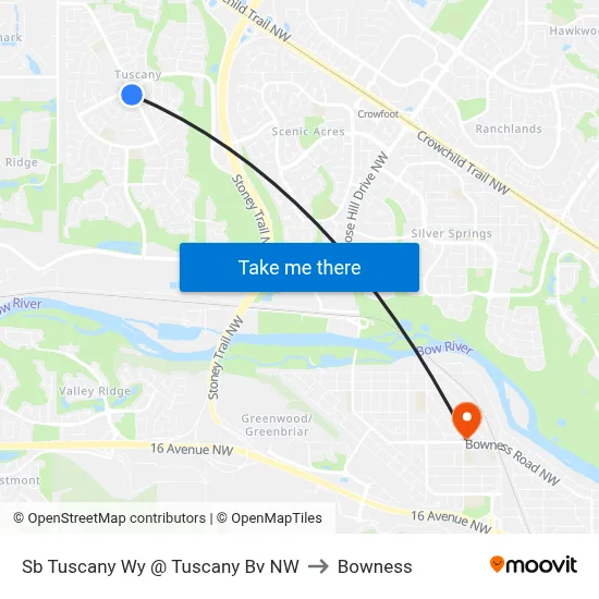 Sb Tuscany Wy @ Tuscany Bv NW to Bowness map