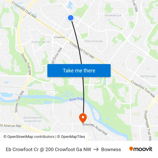 Eb Crowfoot Cr @ 200 Crowfoot Ga NW to Bowness map