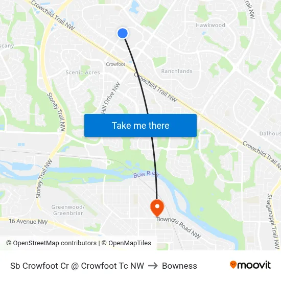 Sb  Crowfoot Cr @  Crowfoot Tc NW to Bowness map