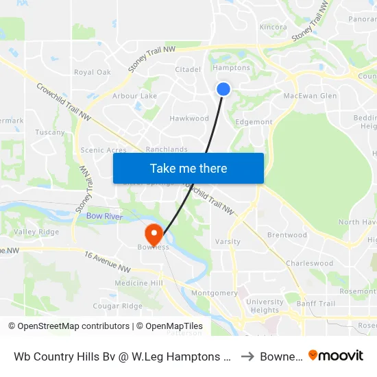 Wb Country Hills Bv @ W.Leg Hamptons Bv NW to Bowness map