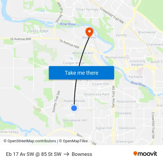 Eb 17 Av SW @ 85 St SW to Bowness map