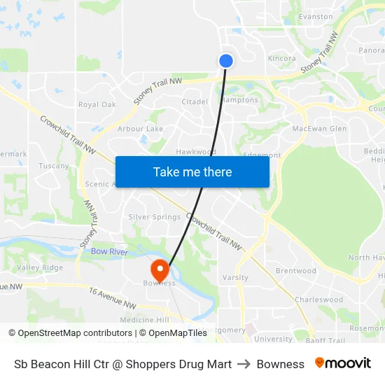 Sb Beacon Hill Ctr @ Shoppers Drug Mart to Bowness map